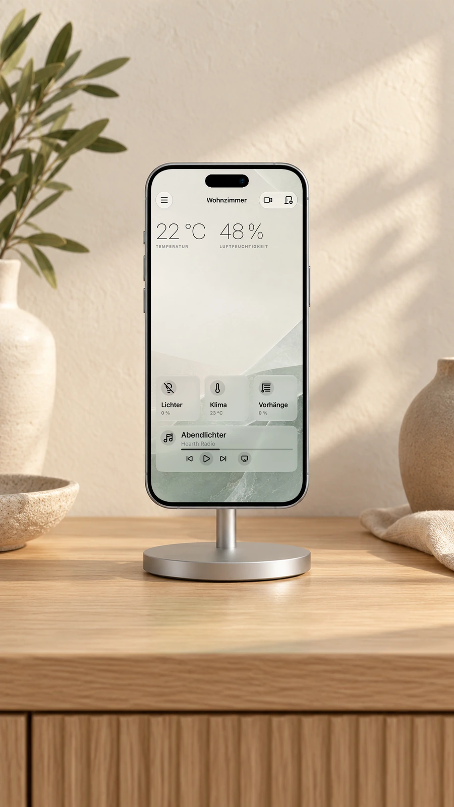 Hearth 1.6 auf einem iPhone im Hochformat